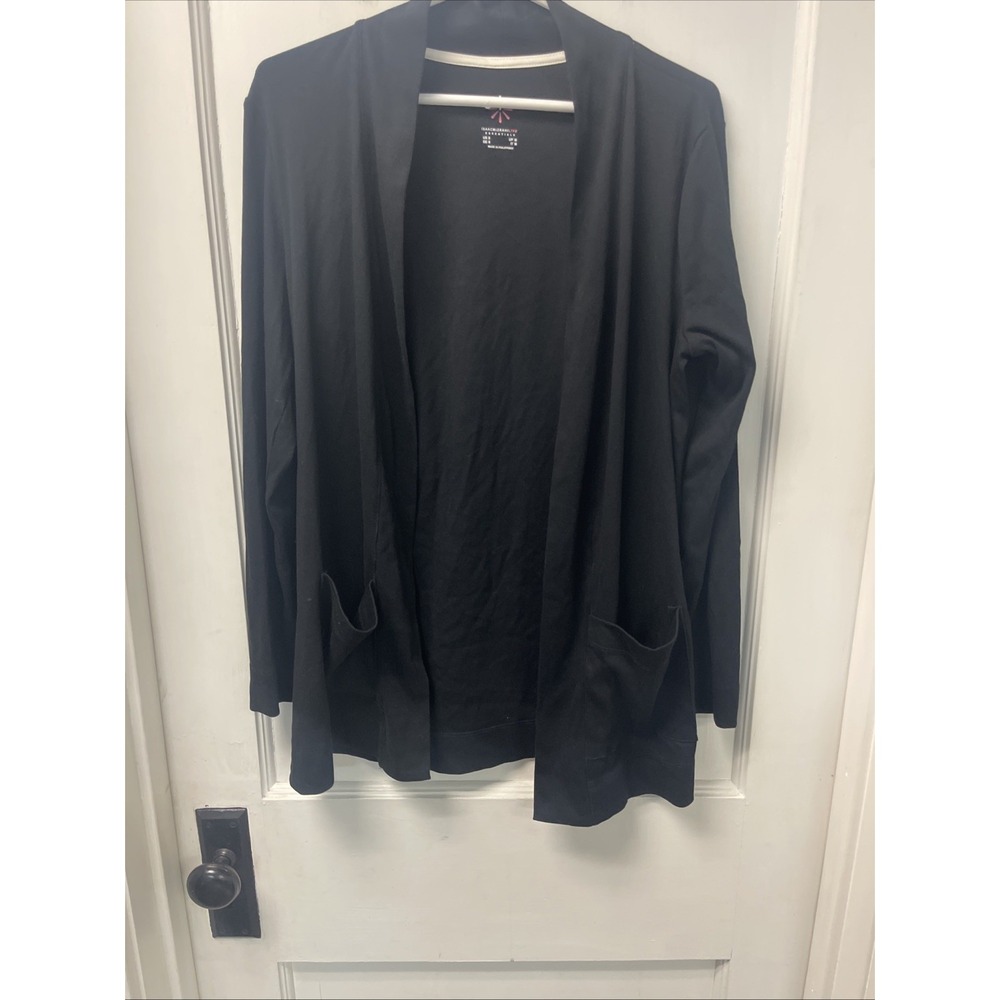 Isaac Mizrahi Essential Women's Pima Cotton Open Front Cardigan Size S Black
